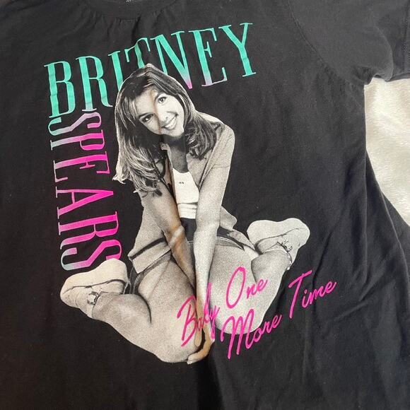 BRITNEY SPEARS Black Short Sleeve Tee Shirt Small One More Time - Picture 2 of 3